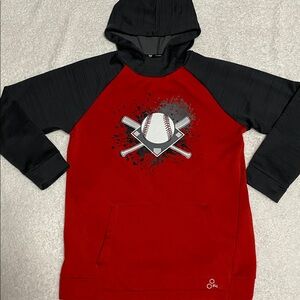 Tekgear boys size XL red baseball hoodie , warm for the winter months VGUC